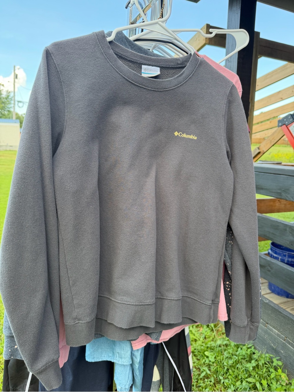 Columbia Black Crewneck Fleece Sweatshirt with Yellow Logo